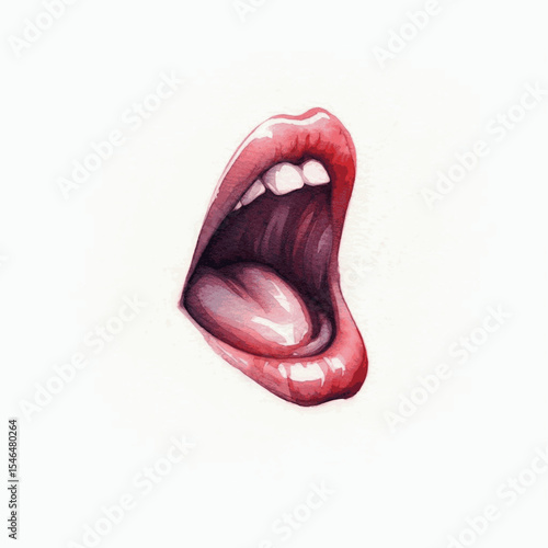 Breath Hues mouth isolated watercolor vector illustration svg