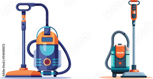 Vacuum cleaner set vector illustration