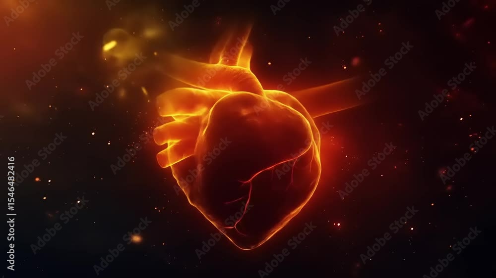 Fiery Heart with Abstract, and Dark Background. Fiery Heart with Abstract, and Dark Background.