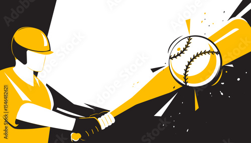 A man performing to play baseball. Trendy doodle art and abstract cartoon character

