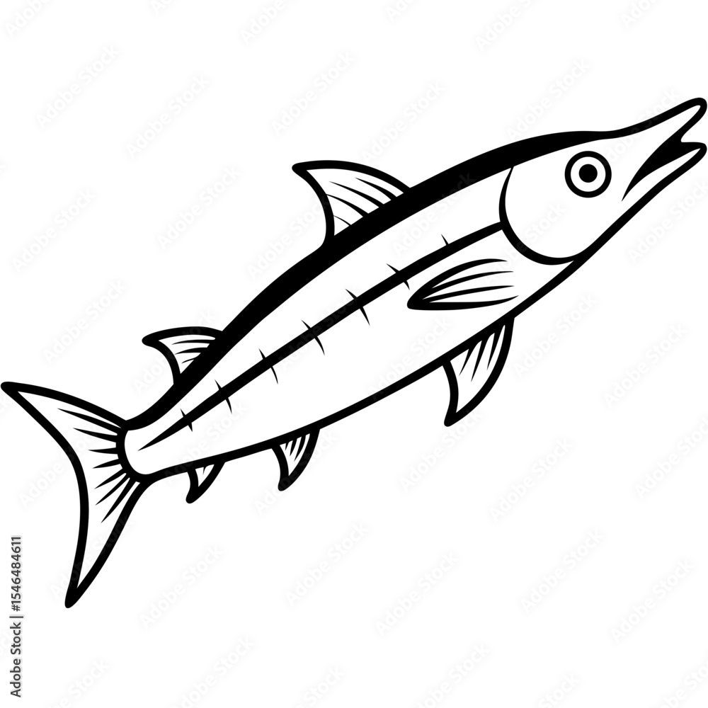 Barracuda line art vector Barracuda line art vector