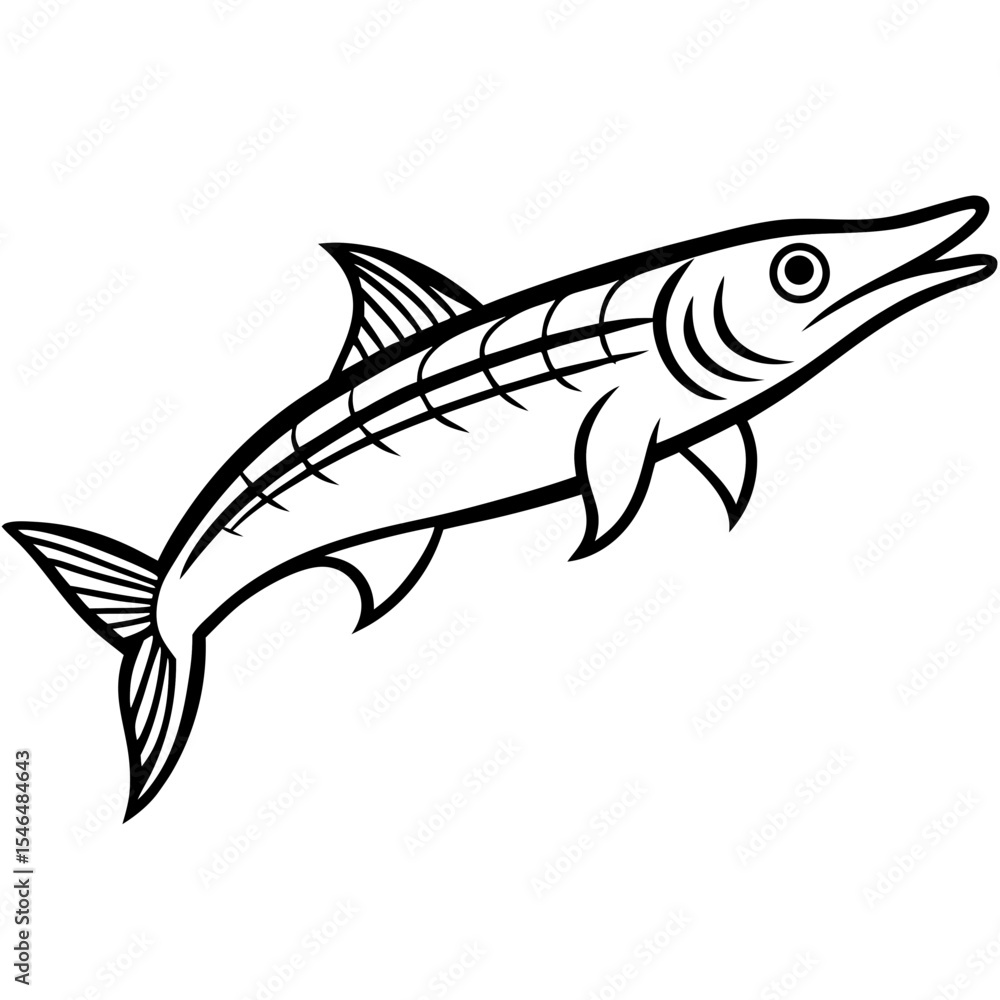 Fototapeta premium Barracuda line art vector