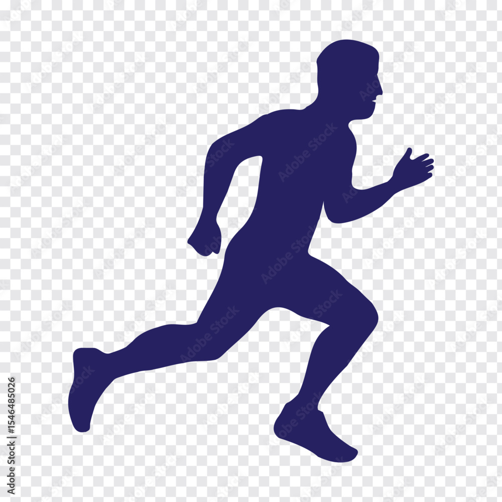 Fototapeta premium Man and Woman running silhouettes icon. Running men and women, vector set of isolated white background.