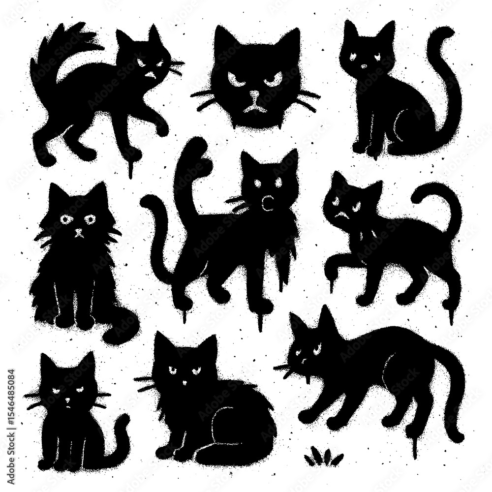 Cat Life Icons - Spray Paint Graffiti Symbols with Blood Splatter Effect - Transparent PNG Cat Life Icons - Spray Paint Graffiti Symbols with Blood Splatter Effect - Transparent PNG