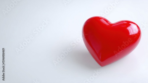 Wallpaper Mural Glossy red heart-shaped object with smooth reflective surface on plain light-colored background, vibrant color contrast, striking visual appeal, minimalistic focus. Torontodigital.ca