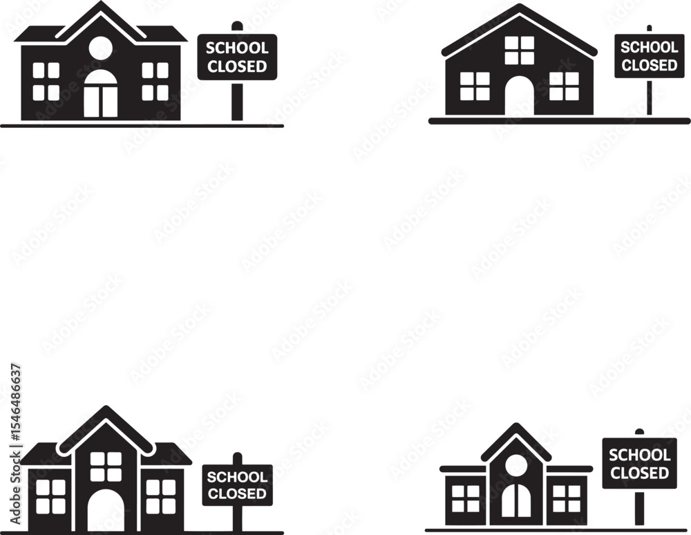 Fototapeta premium School Closure Icons Set