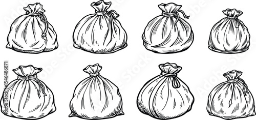 hand drawn sack set vector illustration