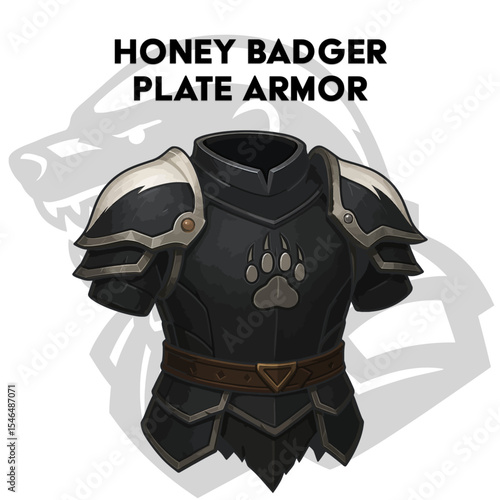 Cartoon Honey Badger Plate Armor – Fantasy Animal-Themed Chestplate Illustration