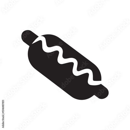 Hot dog Corndog with sausage and mustard vector illustration icon silhouette fast food symbol on white background