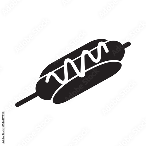 Hot dog Corndog with sausage and mustard vector illustration icon silhouette fast food symbol on white background