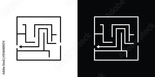 Maze icon in black. flat graphic vector icon