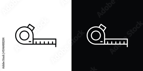 Measuring tape icon in black. flat graphic vector icon