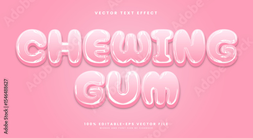 Chewing gum Bubble Pink Style 3d editable text effect template