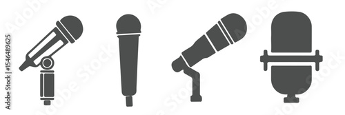 Microphone icon. Solid icon that can be applied anywhere, simple, pixel perfect and modern style
