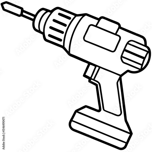 Electric Drill Minimalist Line Art Vector