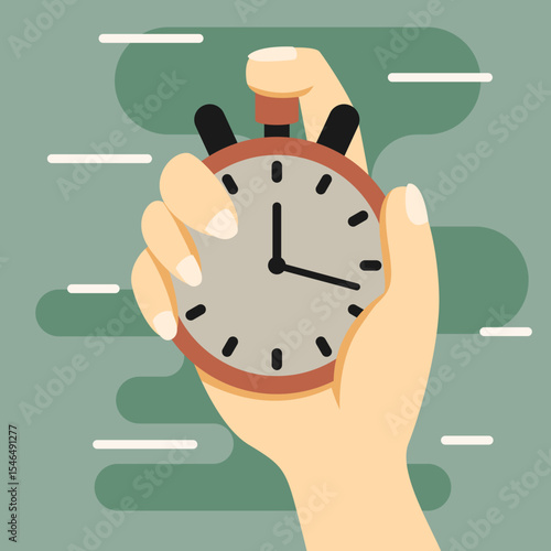 Hand holding stopwatch illustration