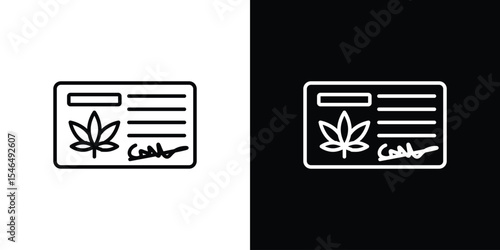 Medical marijuana card icon in black. flat graphic vector icon