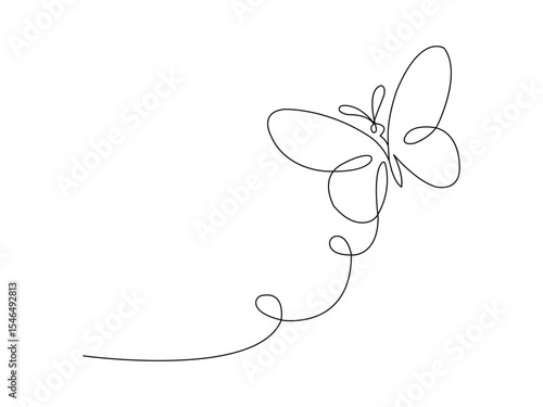 Elegant Single Line Butterfly Drawing Spring Nature Minimalist Art Design vector illustration. butterfly one line art vector