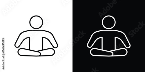 Meditating icon in black. flat graphic vector icon
