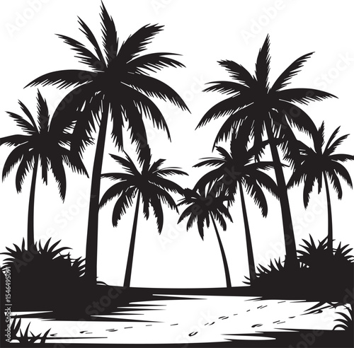 Tropical palm trees ideogram a vibrant vector illustration of palm trees in a tropical setting
