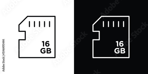 Memory card icon in black. flat graphic vector icon