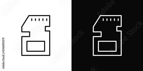 Memory card icon in black. flat graphic vector icon