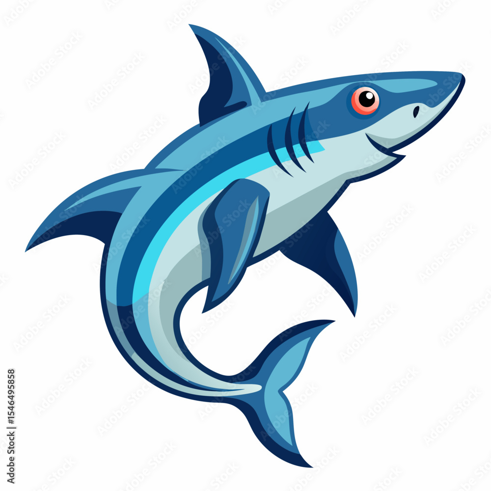 Fototapeta premium shark cartoon isolated on white