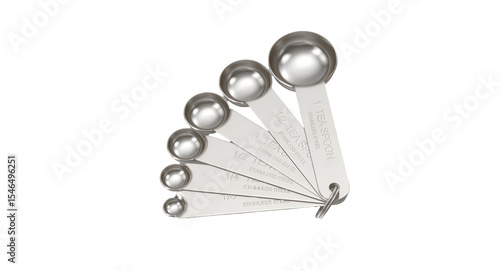 A set of stainless steel measuring spoons for precise ingredient measurement in cooking and baking.