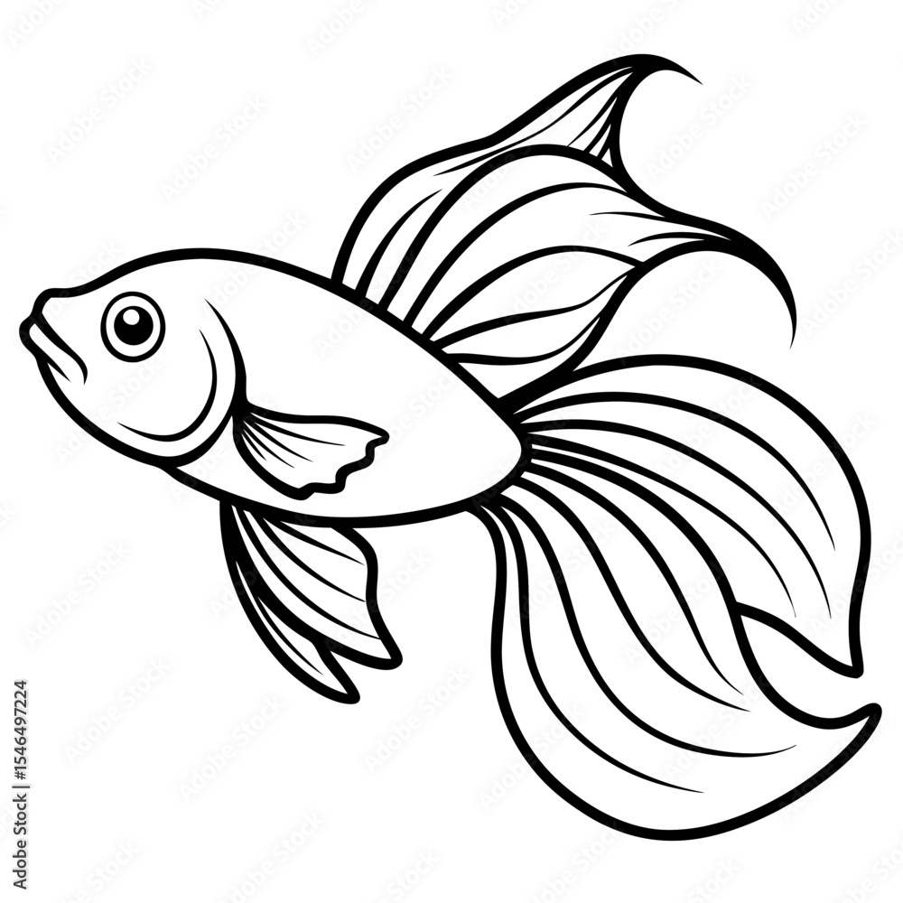 Fototapeta premium Betta line art vector