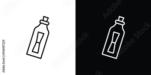 Message In a Bottle icon in black. flat graphic vector icon