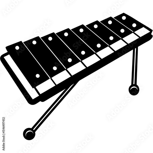 Black and white xylophone isolated on white background