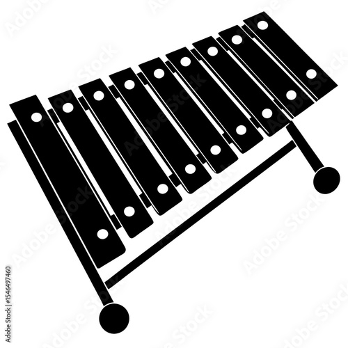 Black and white xylophone isolated on white background