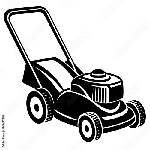 Lawnmower isolated on white background is ready for yard work