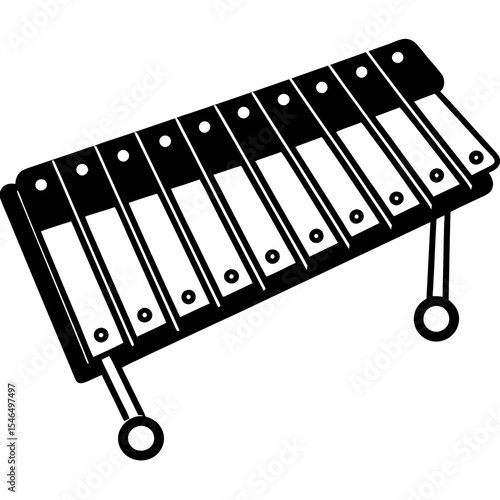 Black and white xylophone isolated on white background