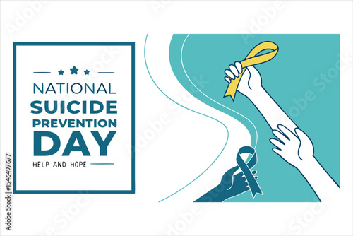 National suicide prevention month observed each year during September banner, Holiday, poster, card and background design. Vector illustration white and blue color background.
