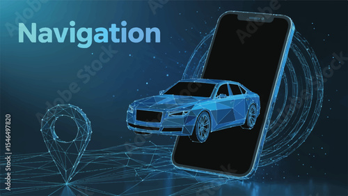 Digital Illustration Mobile Navigation & Car