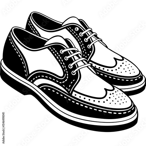 Pair of classic brogue shoes isolated on white background