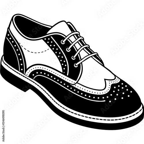 Classic leather brogue shoe isolated on white background
