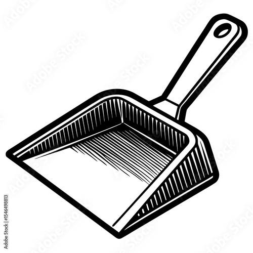 Black and white dustpan isolated on white background