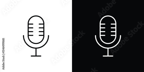 Microphone icon in black. flat graphic vector icon