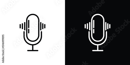 Microphone icon in black. flat graphic vector icon