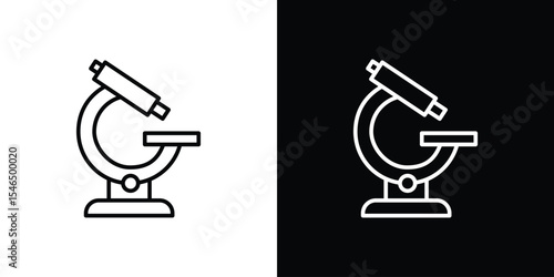 Microscope icon in black. flat graphic vector icon