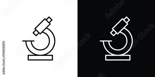 Microscope icon in black. flat graphic vector icon