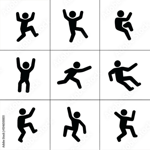 Bouldering & Rock Climbing Silhouette Icons