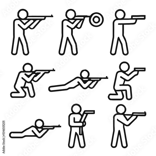Shooting Range & Firearm Training Line Art Icons Set