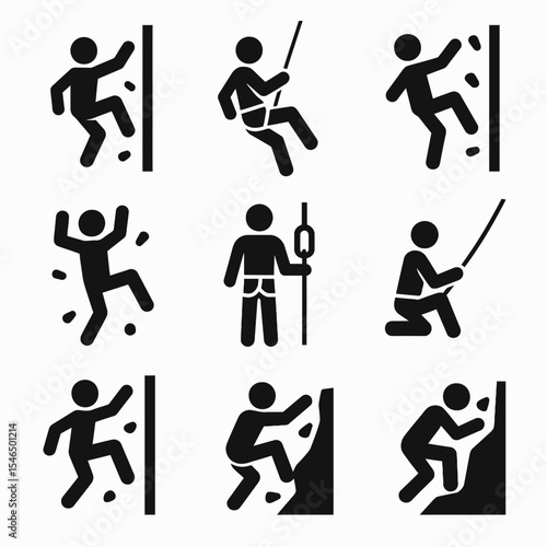 Rock Climbing & Wall Climbing Silhouette Icons