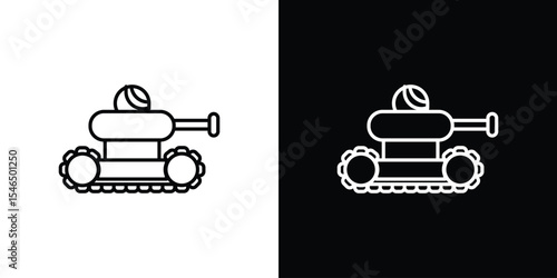 Military robot icon in black. flat graphic vector icon