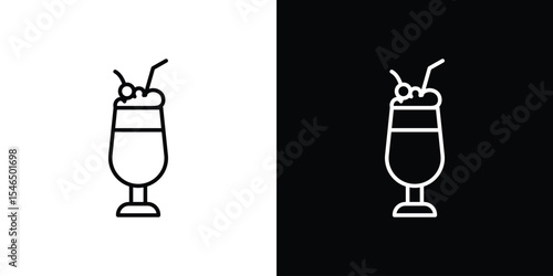 Milkshake icon in black. flat graphic vector icon