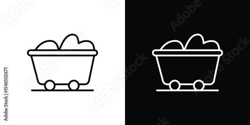 Mine wagon icon in black. flat graphic vector icon