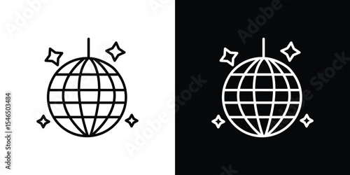 Mirror ball icon in black. flat graphic vector icon